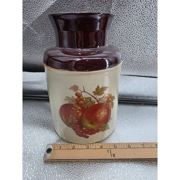 McCoy Vintage Ceramic Canister Jar With Fruit Design 9x5 - Picture 6 of 7